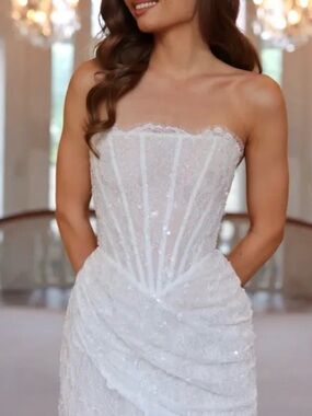 Rosie Etienne Hope Strapless White Lace Corset Wedding Dress